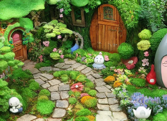 Prompt: studio ghibli fairy garden by Hayao Miyazaki