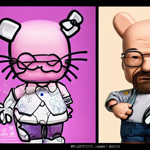 Prompt: Walter White as a Hello Kitty, by Stanley Artgerm Lau, WLOP, Rossdraws, James Jean, Andrei Riabovitchev, Marc Simonetti, Yoshitaka Amano, ArtStation, CGSociety,