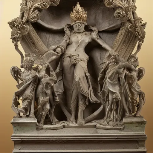 Image similar to an ornate and elegant sculpture of a king
