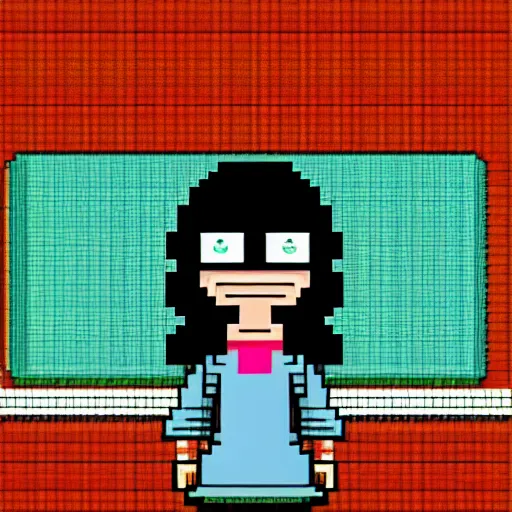 Prompt: Pixel art of Tina Belcher from Bob's Burgers