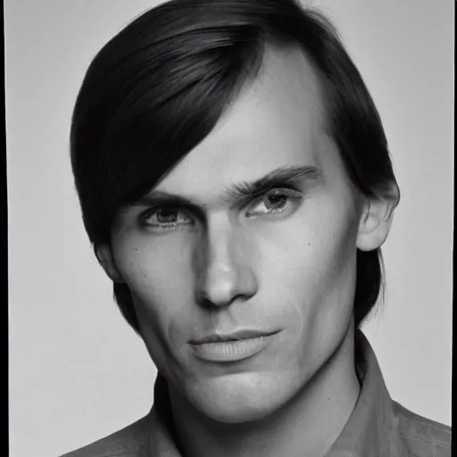 Image similar to A photograph portrait of Jerma985 with short-medium length hair a combover wearing early 1970s menswear in the early 1970s, taken in the early 1970s, grainy, taken on a 1970s Kodak Camera, realistic, hyperrealistic, very realistic, highly detailed, very detailed, extremely detailed, detailed, digital art, trending on artstation, colorized photo