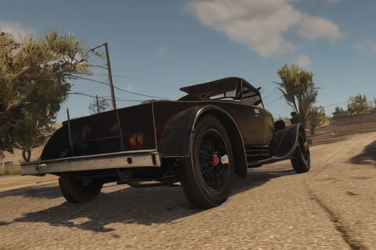 Prompt: photograph of a 1 9 2 2 pontiac firebird trans am, by red dead redemption 2, by grand theft auto v