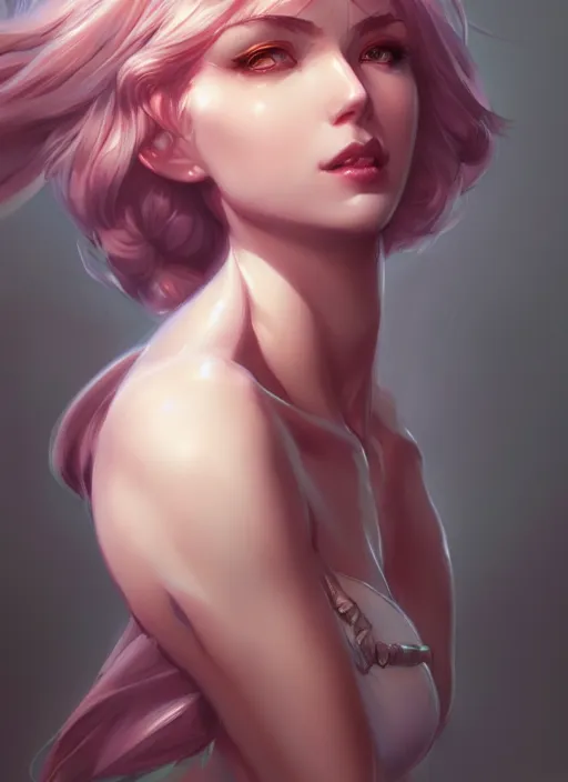 Image similar to aphrodite, lol style, highly detailed, artgerm, cushart krenz, zeronis, trending on artstation, soft light, sharp edges, illustration, character design, concept art