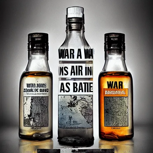 Prompt: war in a bottle,