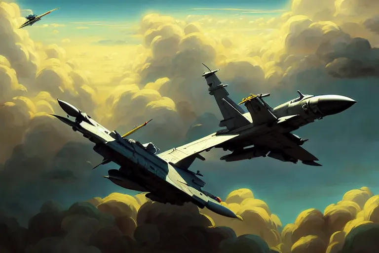 Image similar to baroque oil painting of anime key visual environment concept art of anime fighter jet dogfight in the sky concrete brutalist dark fantasy, rule of thirds, cinematic lighting, fake hidden detail, trending on pixiv fanbox, acrylic palette knife and brush, style of makoto shinkai studio ghibli genshin impact jamie wyeth james gilleard greg rutkowski