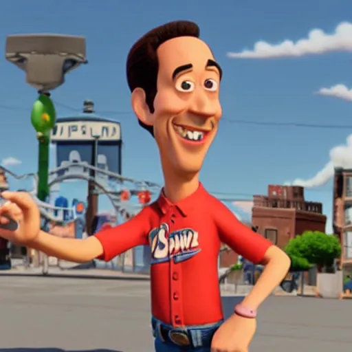 Image similar to Jerry Seinfeld as a 3d Pixar animation character