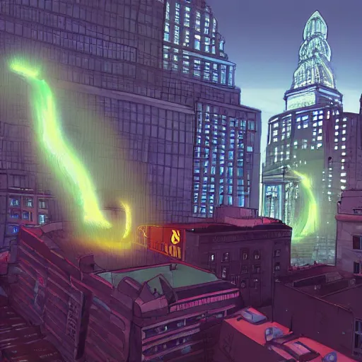 Image similar to alien tripods destroying philadelphia, artstation, volumetric lighting