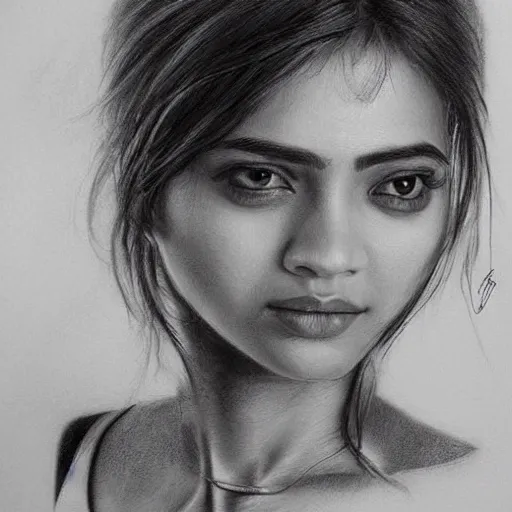 Prompt: pencil sketch of anya chalotra. detailed. beautiful. realistic.