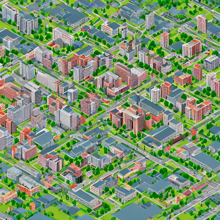 Image similar to isometric photo view of Moscow suburbs, highly detailed, ultra realistic