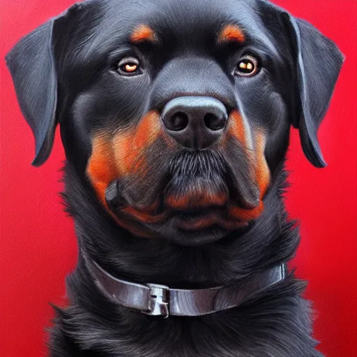 Prompt: rottweiler with a beard, oil painting, artgerm, portrait, highly detailed, artstation