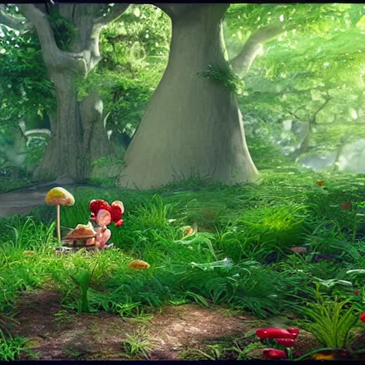 Prompt: A fairy eating mushrooms in a magical forest Unreal Engine