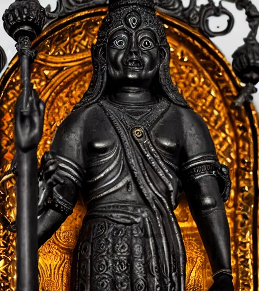 Prompt: mystical hindu black death god statue, dslr photo, grainy, high detail, high resolution