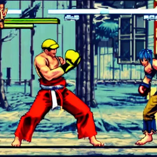 Image similar to neil young as a selectable fighter in street fighter video game