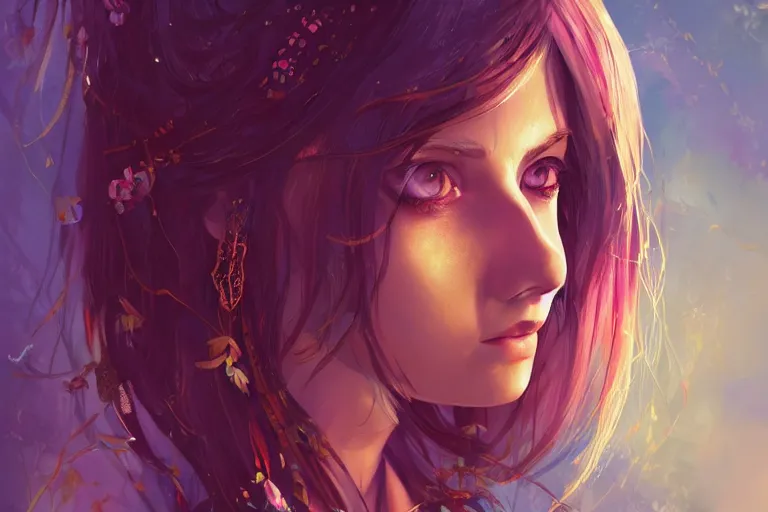 Image similar to a beautiful bohemian girl, intricate, highly detailed, digital painting, pixiv, artstation, official media, anime key visual, concept art, rich vivid colors, ambient lighting, sharp focus, illustration,