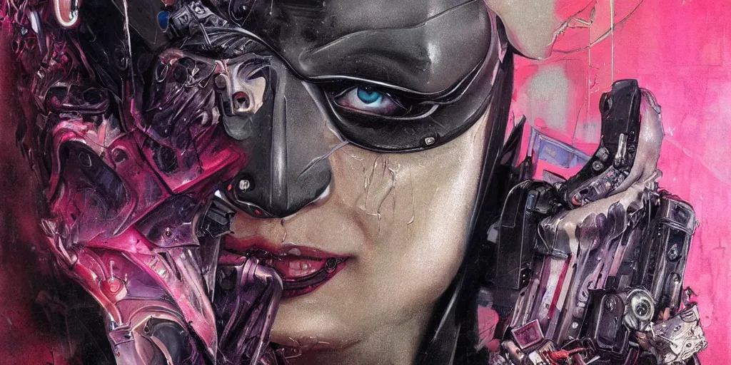 Image similar to dream portrait of Batman, cameras, melting ,8k,by tristan eaton,Stanley Artgermm,Tom Bagshaw,Greg Rutkowski,Carne Griffiths, Ayami Kojima, Beksinski, Giger,trending on DeviantArt,face enhance,hyper detailed,minimalist,cybernetic, android, blade runner,full of colour