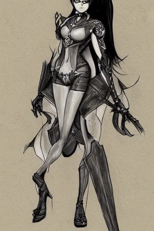 Image similar to Sketch of fully clothed Bayonetta! by Da Vinci