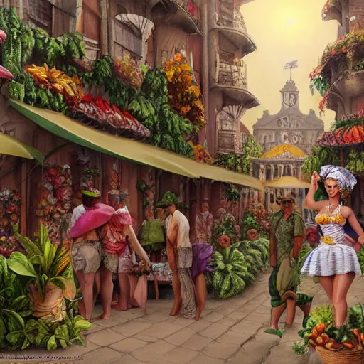 Image similar to carmen miranda, a detailed matte painting by anton pieck, deviantart contest winner, concept art, official art, matte drawing