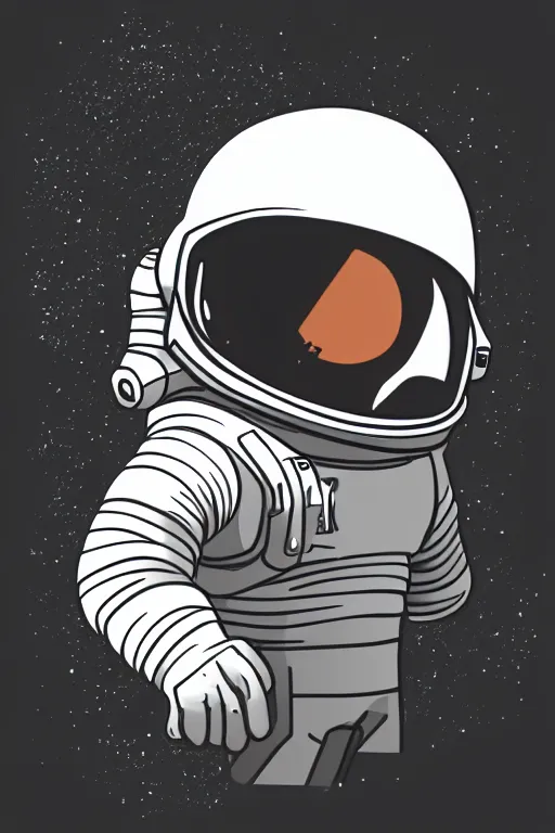 Prompt: basic digital drawing in photoshop of simple astronaut