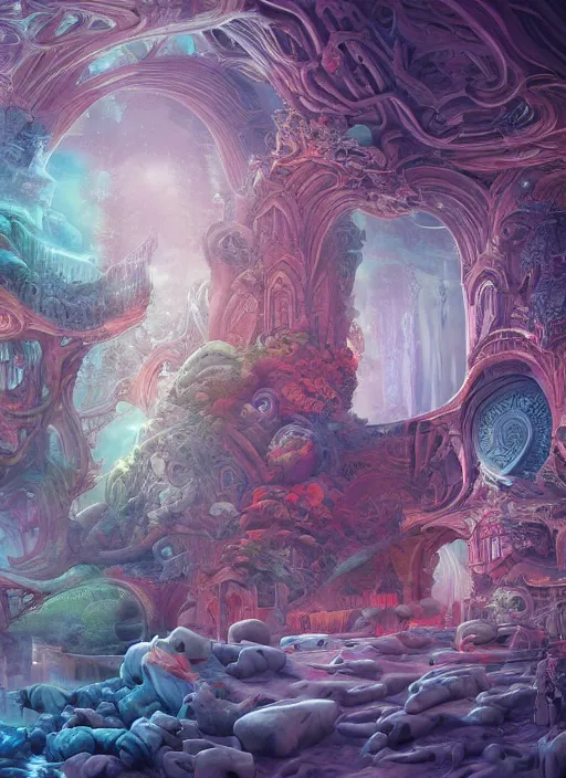 Prompt: dreamscape!!!!!!!!!!!!!!!!!, architecture!!!!!!!!!!!!!!, ross tran, vivid colors, anatomical, highly detailed sculpture, intricate detailed, ommatidia, 8 k, cinematic atmosphere, post - processing