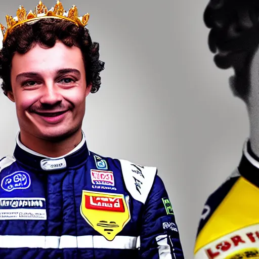 Image similar to a realistic detailed photo of a lando norris with a crown