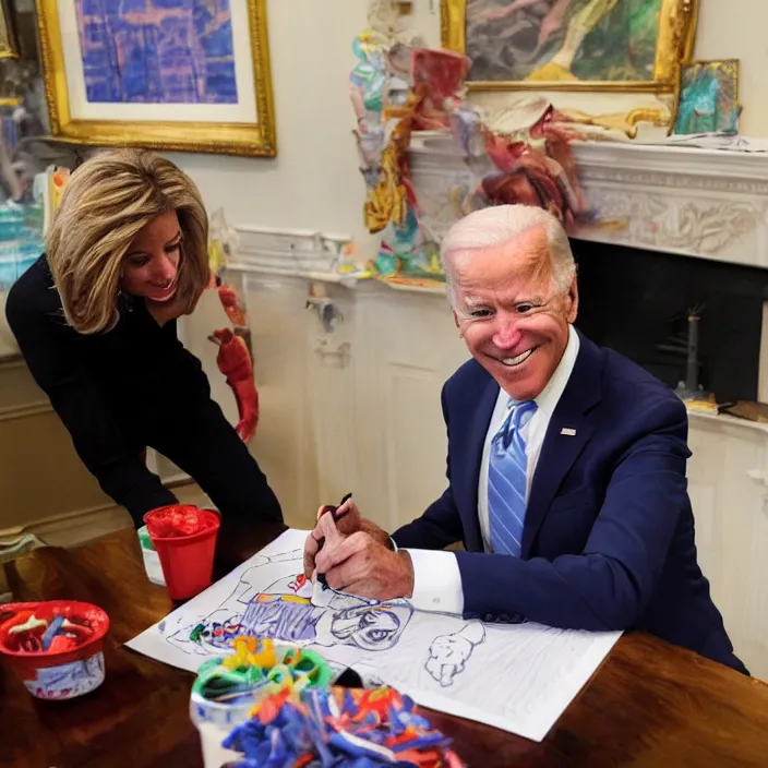 Image similar to joe biden having fun with a coloring book