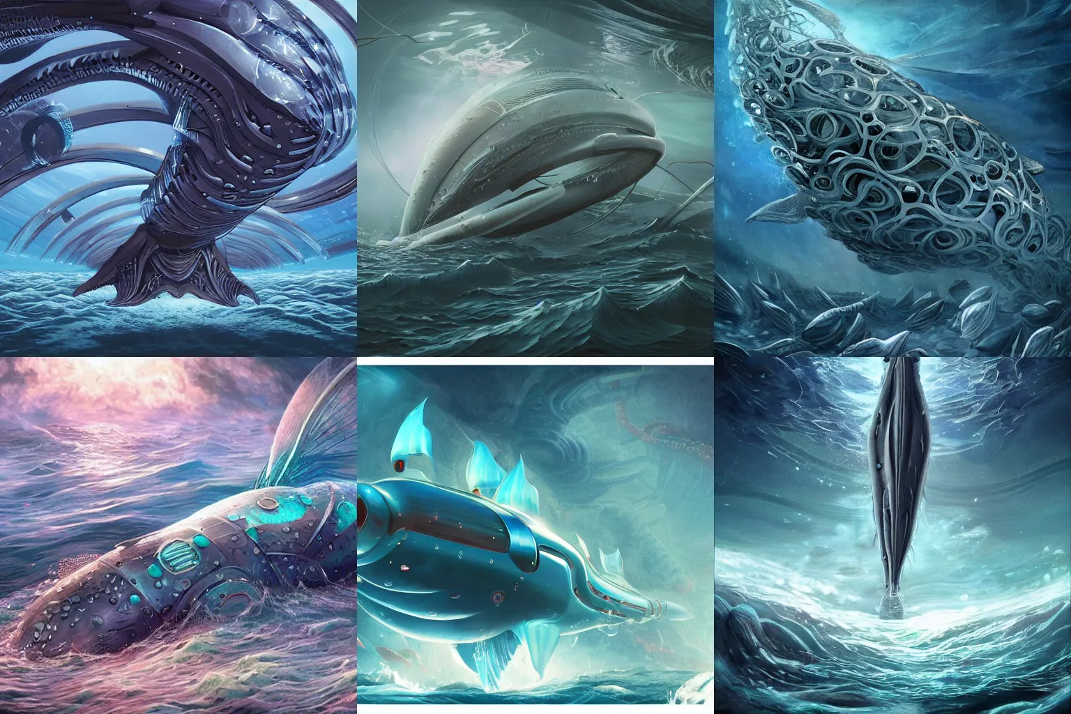 Prompt: a futuristic sea creature in a deep sea below one hundred kilometers from the sea level with a giant bazooka on it\'s back, detailed illustration, digital art, overdetailed arttrending on artstation, the most beautiful image ever created, dramatic, subtle details, illustration painting, 8K, award winning artwork, high quality printing, fine art, intricate, epic lighting, very very very very beautiful scenery, 8k resolution, digital painting, sharp focus, professional art, atmospheric environment, 8k ultra hd, artstationHD, hyper detailed, elegant