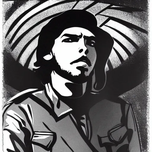 Image similar to young man as che guevara, soviet propaganda style