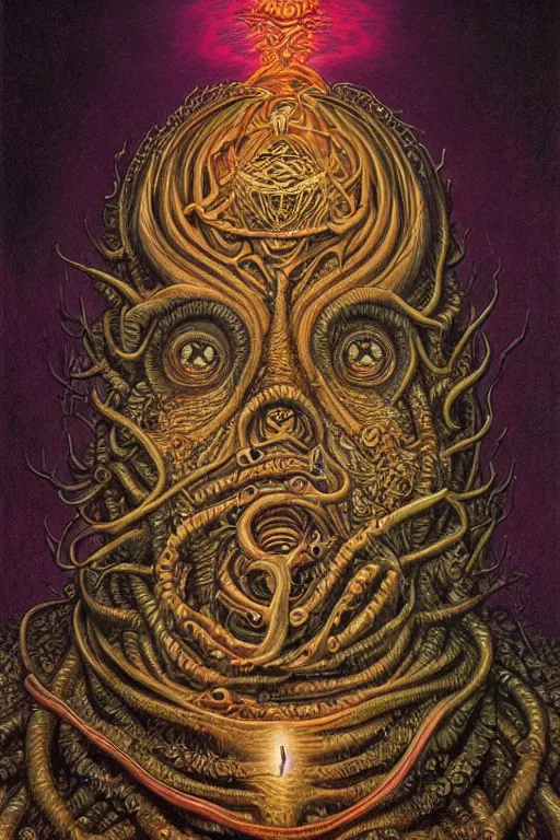 Prompt: highly detailed portrait of cthulu by alex grey, patrick woodroffe, mark ryden created by gustave dore and greg rutkowski, high detailed, smooth draw, synthwave neon retro, intricate, realistic proportions, dramatic lighting, trending on artstation