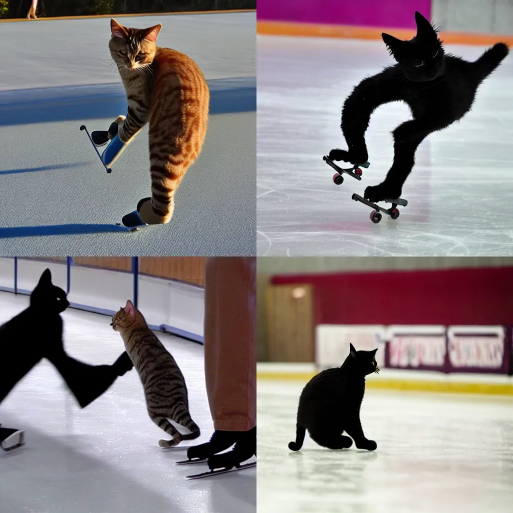 Prompt: cat skating