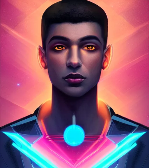 Image similar to symmetry!! egyptian prince of technology, solid cube of light, hard edges, product render retro - futuristic poster scifi, lasers and neon circuits, brown skin man egyptian prince, intricate, elegant, highly detailed, digital painting, artstation, concept art, smooth, sharp focus, illustration, dreamlike, art by artgerm