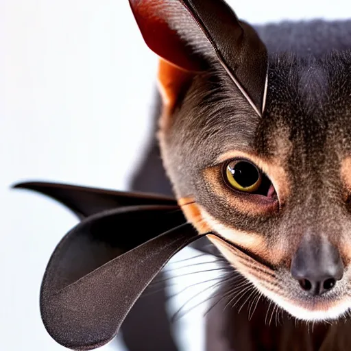 Prompt: a bat - cat - hybrid, animal photography