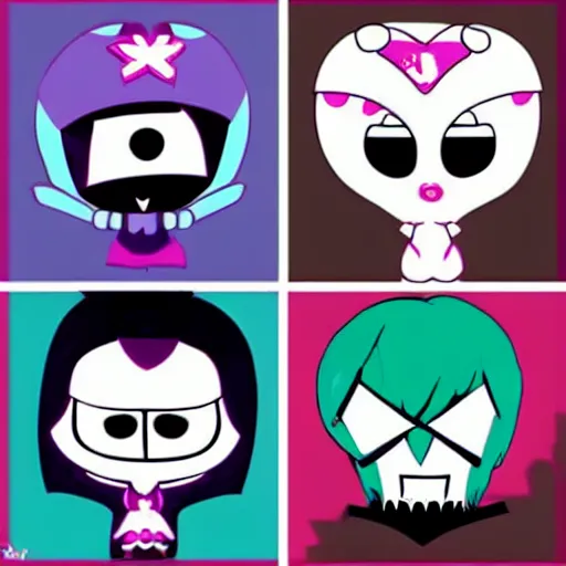 Image similar to the band ghost in the style of the powerpuff girls