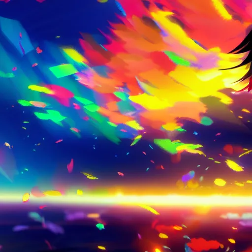 Prompt: An explosion of colors, prism, Makoto Shinkai, 4K