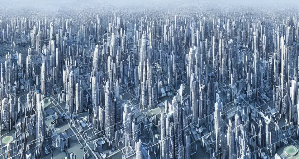 Image similar to view on futuristic city in the valley, megabuildings, detailed, 4 k