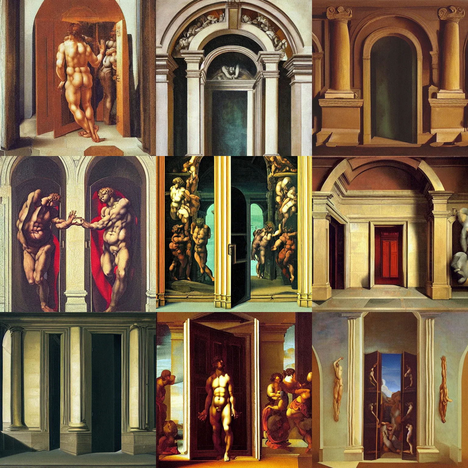 Prompt: Oil painting of the doors of perception by Michelangelo