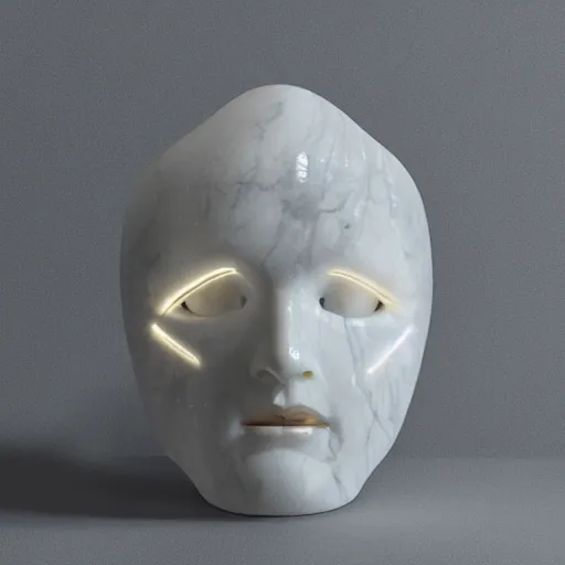 Image similar to light mask, marble, detailed, 8k, glowing