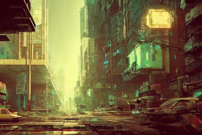Image similar to derelict soviet cyberpunk street cinematic infinity detailed art,