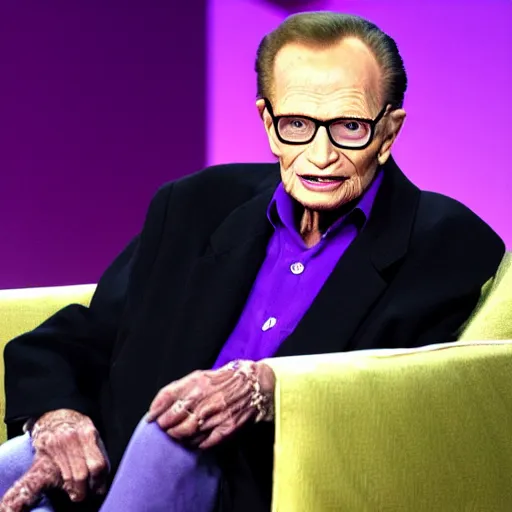 Image similar to larry king wearing a purple cloak like skeletor mad - magazine