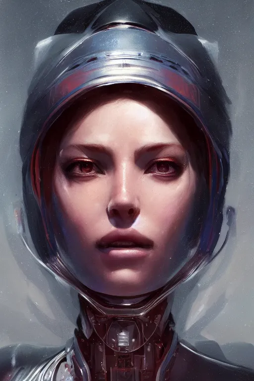 Image similar to a fancy portrait of a half robot half alien women by Greg Rutkowski, Sung Choi, Mitchell Mohrhauser, Maciej Kuciara, Johnson Ting, Maxim Verehin, Peter Konig, final fantasy , 8k photorealistic, cinematic lighting, HD, high details, atmospheric , trending on artstation