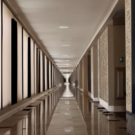 Prompt: a infinity, hotel hallway, that never ends