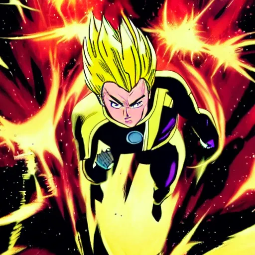 Image similar to captain kirk going super saiyan on star trek comic book