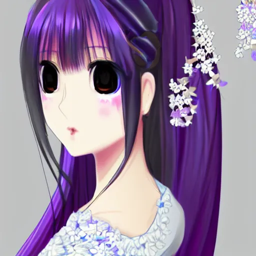 Prompt: elegant chinese princess, purple eyes, anime style