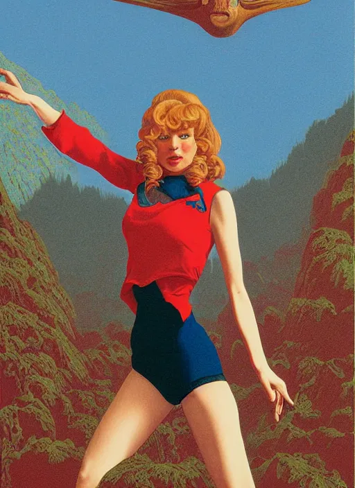 Image similar to portrait of talyor swift cheerleader, twin peaks poster art, from scene from twin peaks, by michael whelan, maxfield parrish, jeffrey catherine jones, artgerm, retro, nostalgic, old fashioned