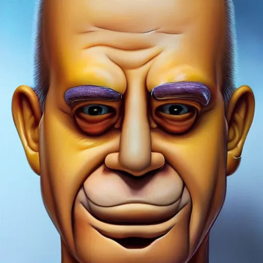 Image similar to beautiful realistic portrait of homer simpson, yellow skin by artgerm