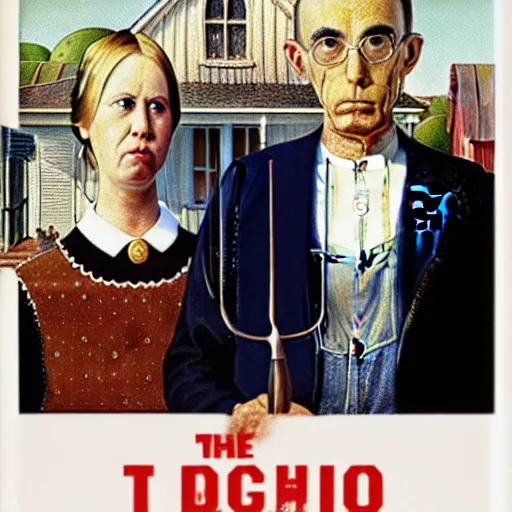Prompt: the american gothic painting, by quentin tarantino