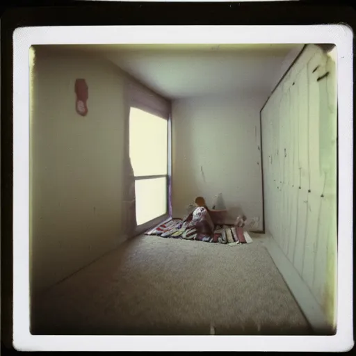 Prompt: Polaroid of a child's bedroom 1988, liminal space