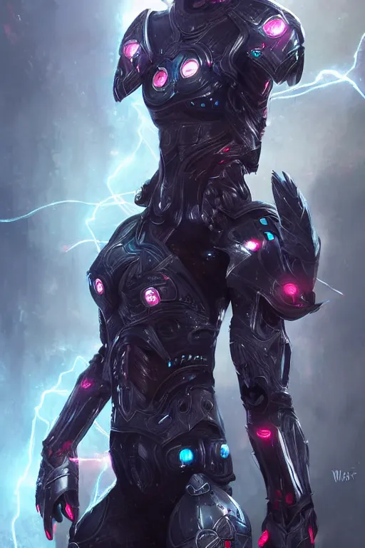 Prompt: Cybernetic Lightning Armor, fantasy, magic, digital art by WLOP, highly detailed, illustration