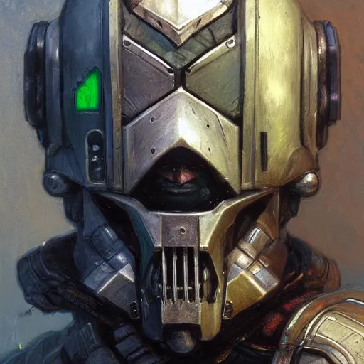 Prompt: the doomslayer as a realistic scifi cyberpunk knight, closeup portrait art by donato giancola and greg rutkowski, realistic face, digital art, trending on artstation, skull shaped helmet, symmetry!!!