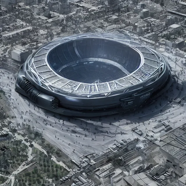 Prompt: a futuristic stadium with a giant metal gear on the field, the metal gear is tall, the stadium has a full crowd, unreal engine, hyper realism, realistic shading, cinematic composition, realistic render, octane render, detailed textures, photorealistic, wide shot