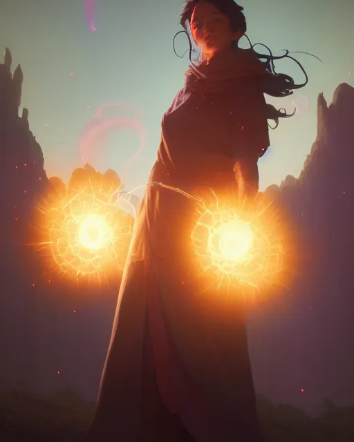 Prompt: highly detailed vfx portrait of a mage casting a light spell, unreal engine, greg rutkowski, loish, rhads, beeple, makoto shinkai and lois van baarle, ilya kuvshinov, rossdraws, tom bagshaw, alphonse mucha, global illumination, detailed and intricate environment